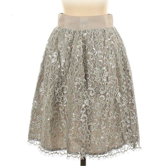 J. Crew Lace Skirt in Gold Metallic Holiday Size 2 - Picture 3 of 14
